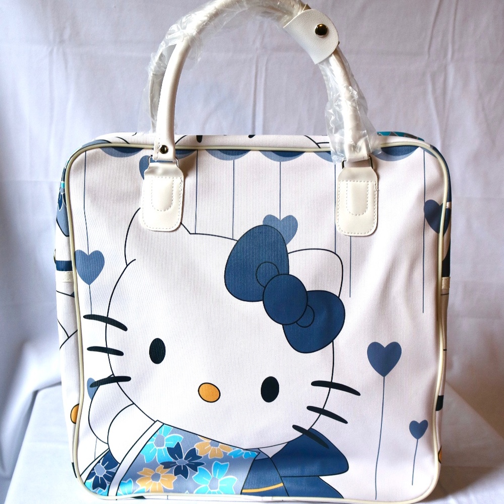 Hello Kitty Large Travel Tote Bag Beach Pool Summer White Blue